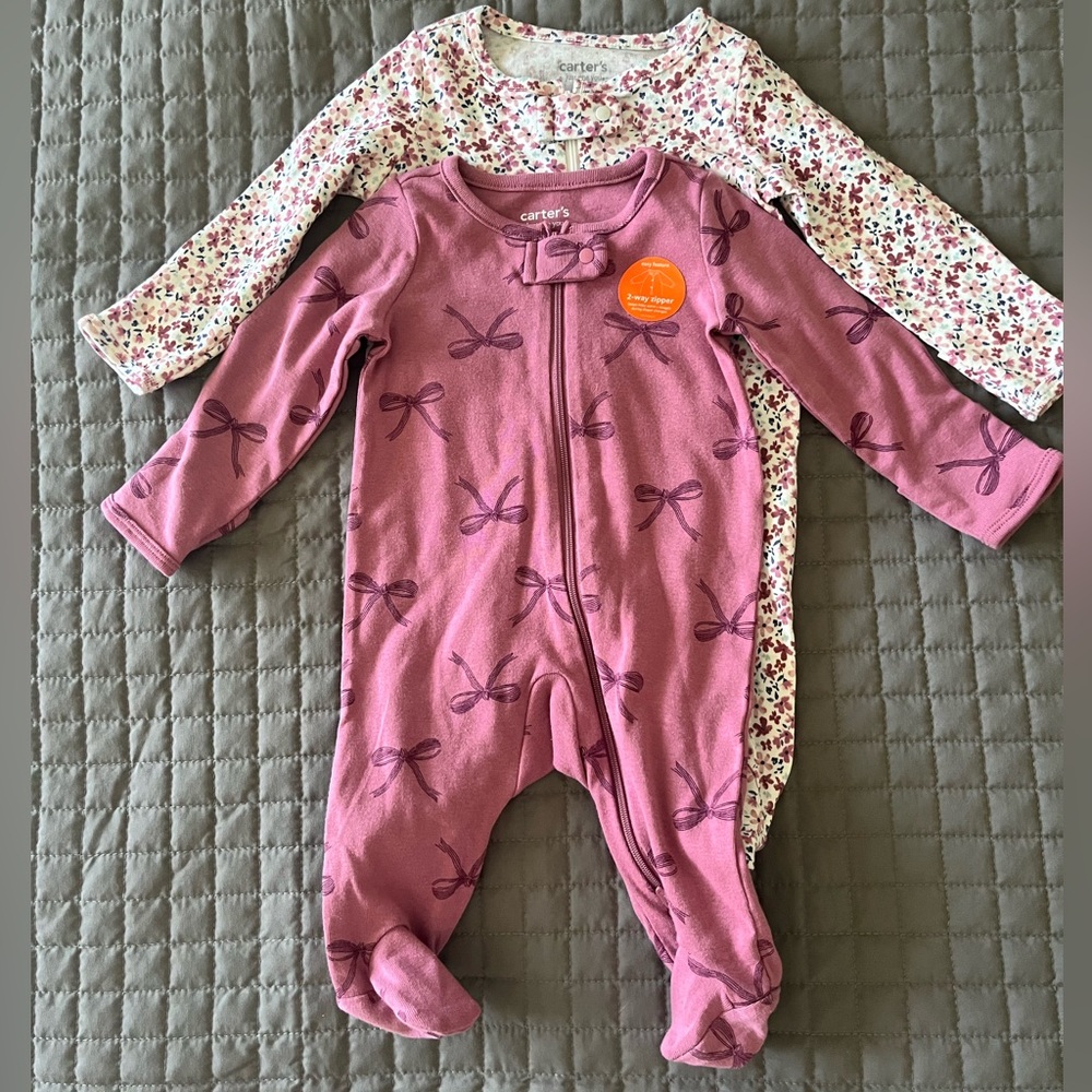 NWOT! Carter's 2-Pack Long-Sleeve Footed Pajamas | 3 MONTH GIRLS